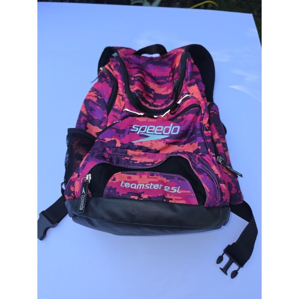 Speedo Teamster Backpack 25L Pink Digicam Colorful Waterproof Wet Compartment